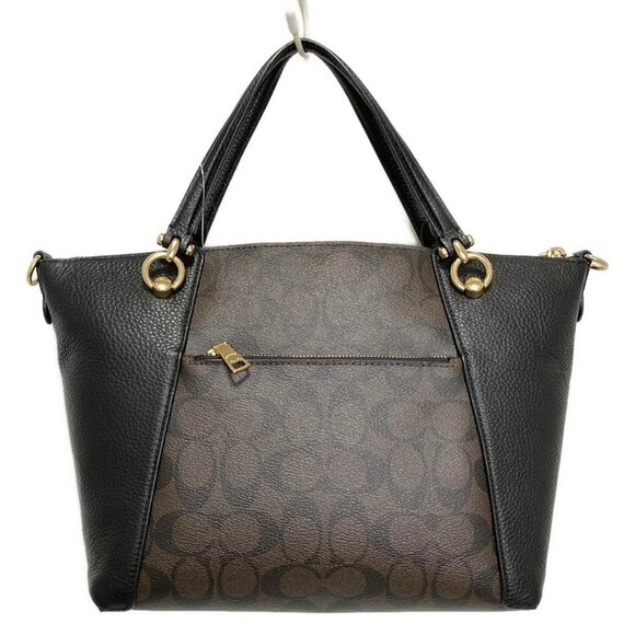 Auth COACH Casey Satchel C6230 Black Dark Brown PVC Leather - Handbag - Picture 3 of 10